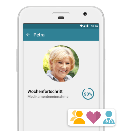 MyTherapy: Statistik über Wohlbefinden mit Freunden und Familie teilen