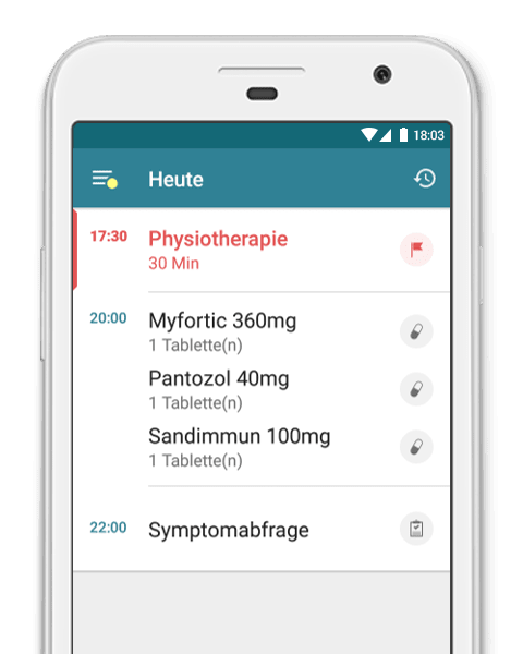 Rheuma App Therapieliste