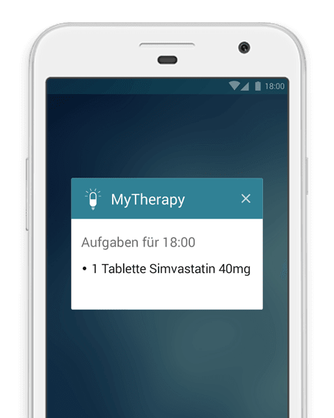 MyTherapy App erinnert an Cholesterinsenker, wie Statine