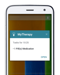 Phone screen displaying a reminder to take medication